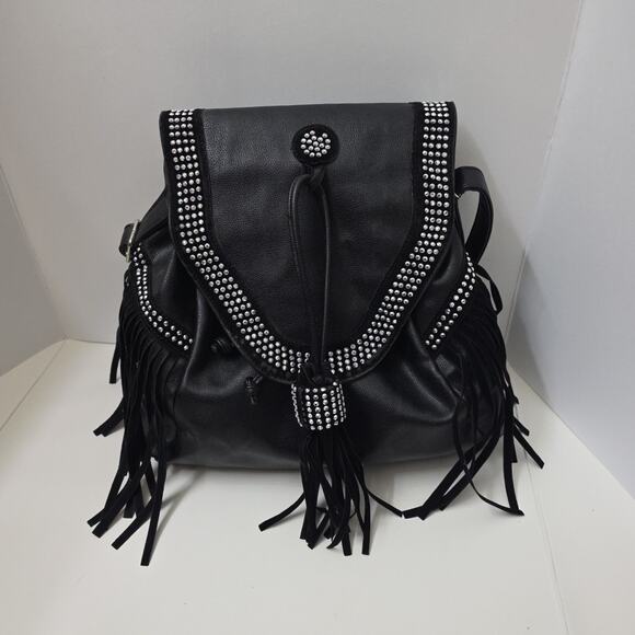 Unbranded Handbags - Black Boho Western Fringe Crossbody Purse Studded Faux Leather Shoulder Bag